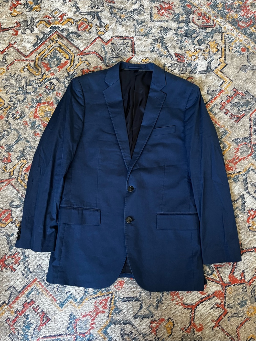 J. Crew Navy Two-Button Notch-Lapel Sport Coat Size 39R